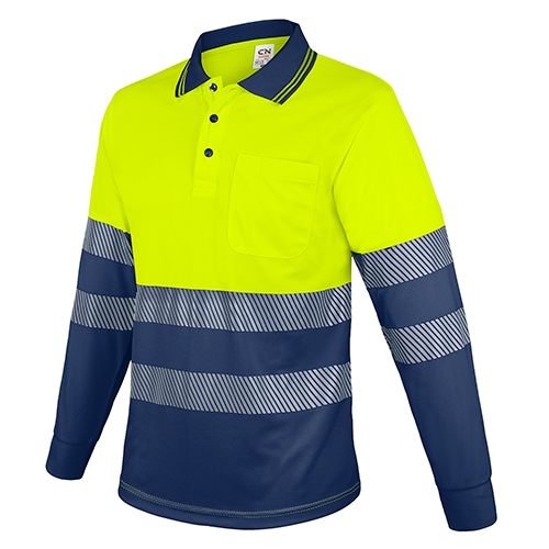 LONG-SLEEVED POLO SHIRT WITH POCKET AND REFLECTIVE BANDS “QVO”