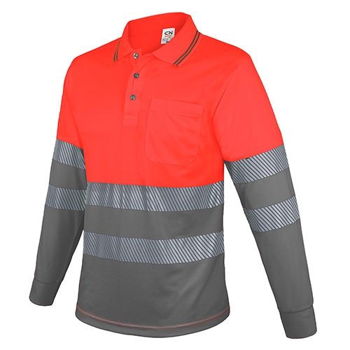 LONG-SLEEVED POLO SHIRT WITH POCKET AND REFLECTIVE BANDS “QVO”