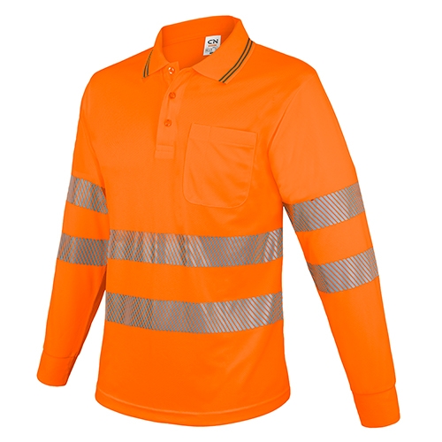 LONG-SLEEVED POLO SHIRT WITH POCKET AND REFLECTIVE BANDS “QVO”