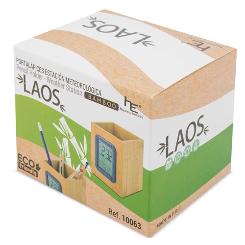 BAMBOO PEN HOLDER + WEATHER STATION "LAOS"