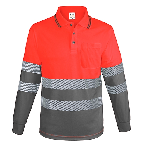 LONG-SLEEVED POLO SHIRT WITH POCKET AND REFLECTIVE BANDS “QVO”