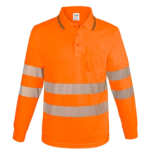 LONG-SLEEVED POLO SHIRT WITH POCKET AND REFLECTIVE BANDS “QVO”